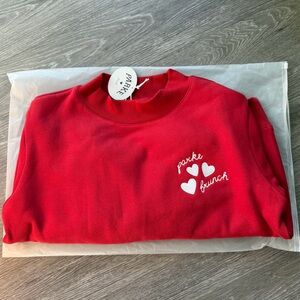 PARKE X BRUNCH HEART MOCKNECK in Crimson